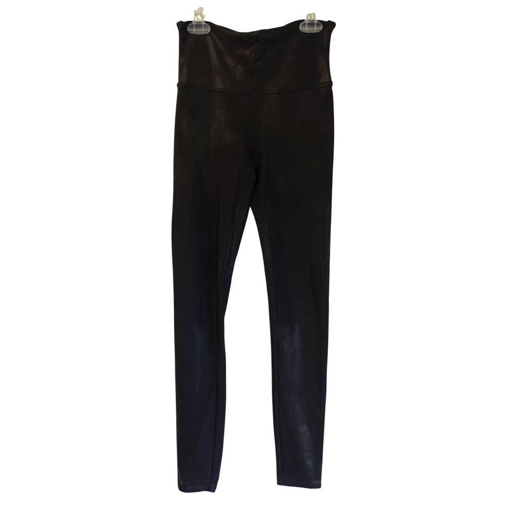 Spanx Leggings Black Faux Leather High Waisted Womens Medium Tummy Control Pants